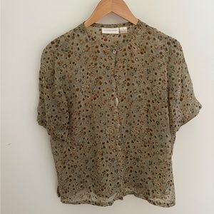 2pc Silk Floral Blouse